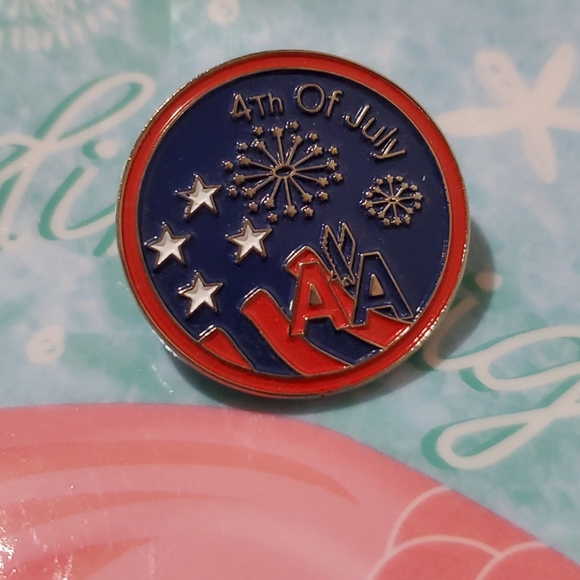 Legacy AA logo 4th of July commemorative lapel pinback stars fireworks American - Picture 2 of 3